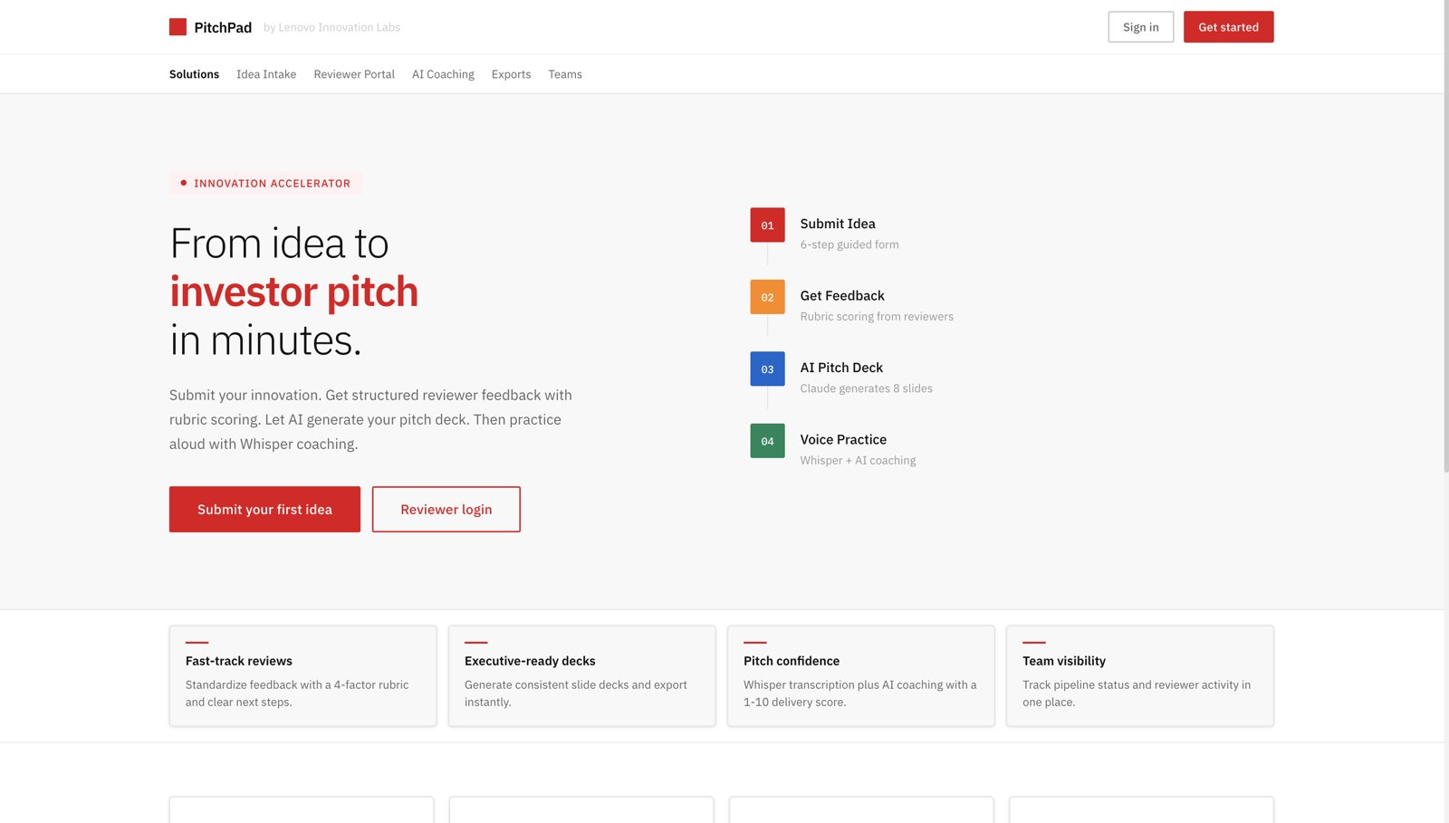 PitchPad screenshot