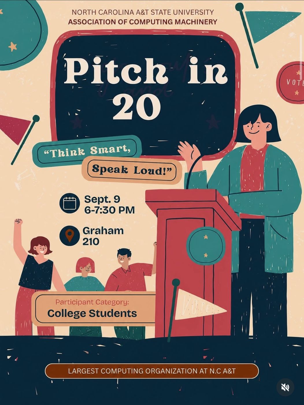 Flyer for ACM Pitch in 20 at NC A&T