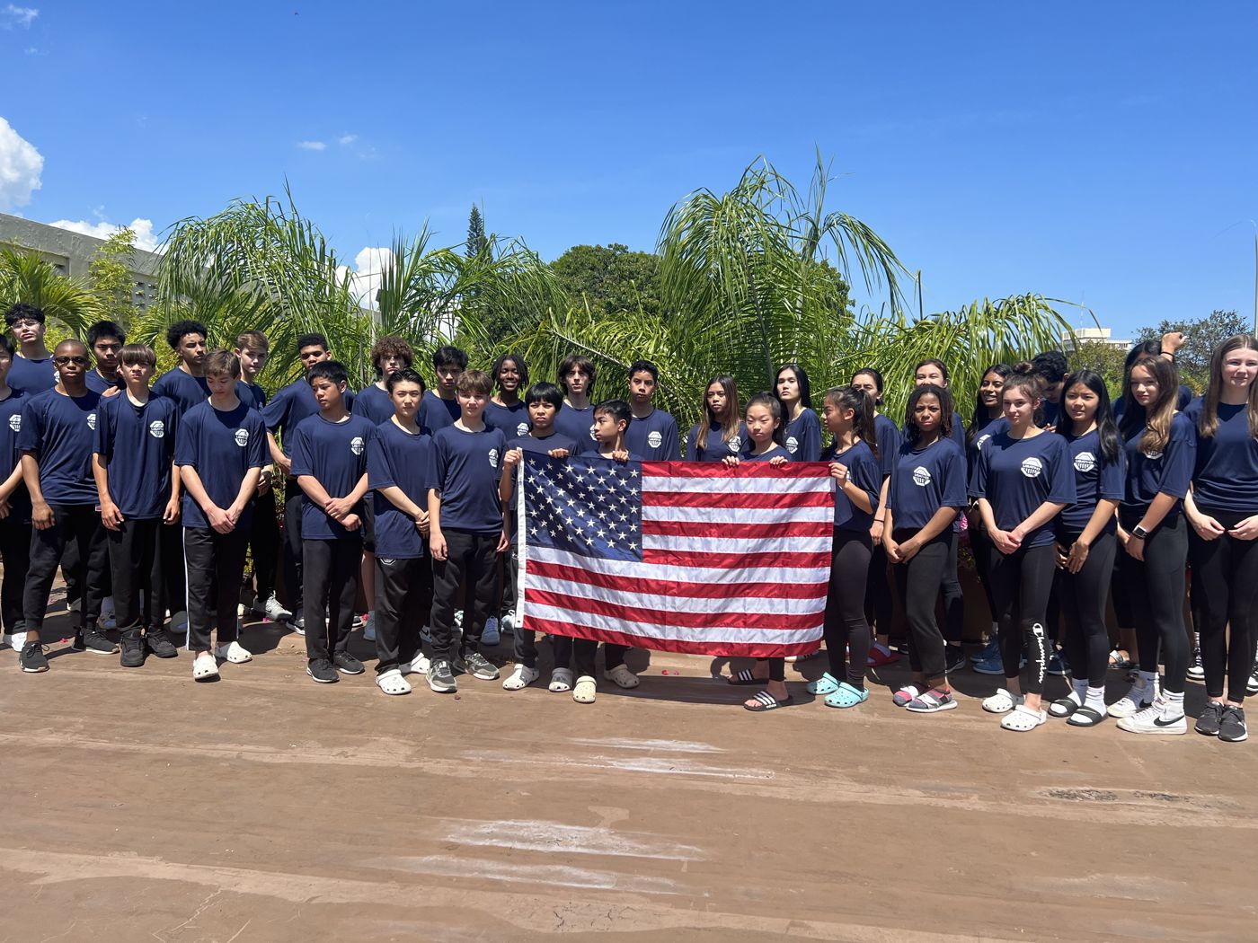 Team USA holding the American flag